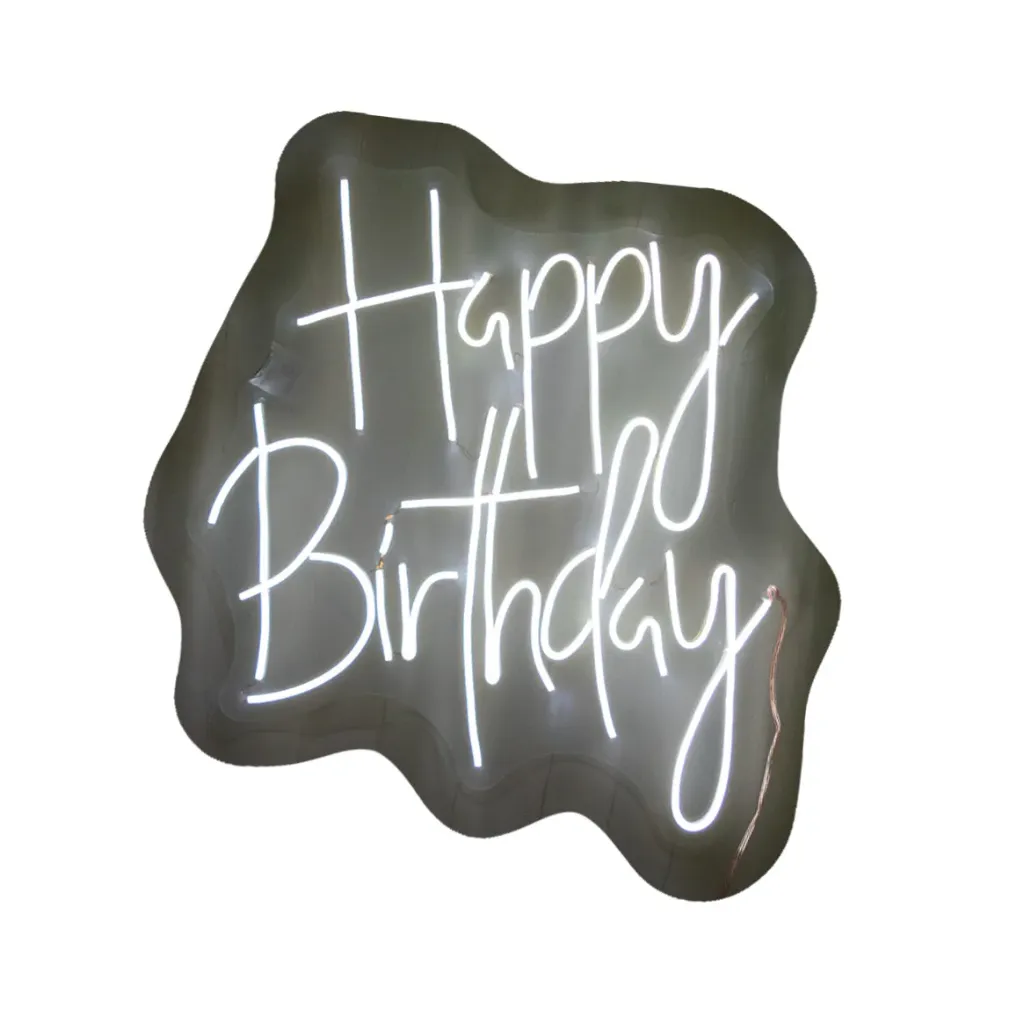 [A159-BF] Happy Birthday tipografia 2 en 2 renglones (Blanco Frio)